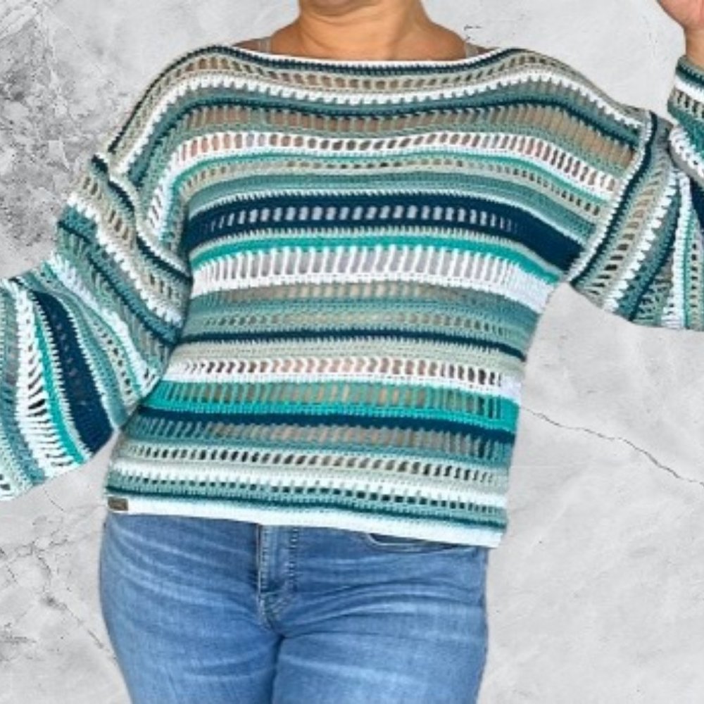 Handmade Crochet Mesh Sweater Top Fall Spring Casual Any occasion Medium large